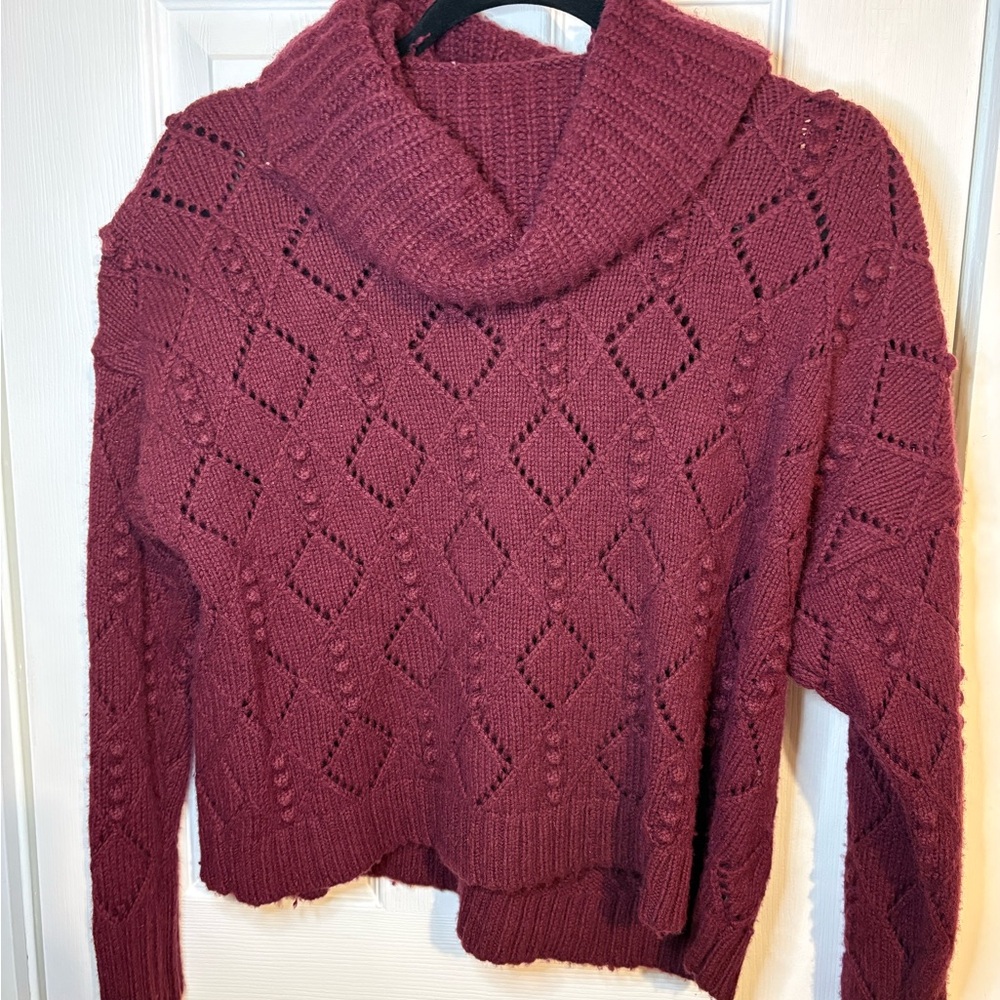 LOFT Maroon Cowl Neck Sweater